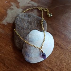 Handmade Purple Rain Drop Crystal Elegantl Necklace